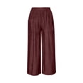 thumbnail image 3 of Yievot Palazzo Capri Pants for Women Summer Elastic Waist Wide Leg Pants Casual Loose Cropped Trousers with Pockets, 3 of 7