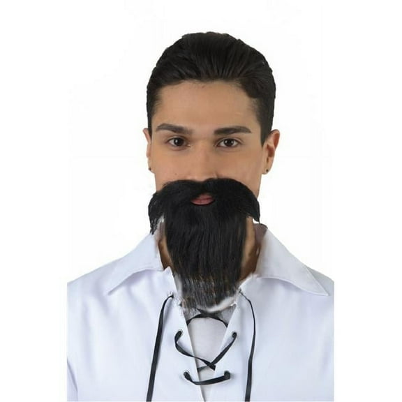 HPO Adult Men's Black Fake Beard Facial Hair, with Fire-Resistant, 4 in (100 Piece)