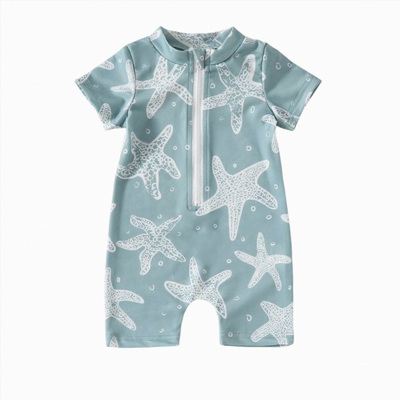 Yindaity Toddler One Piece Swimsuit Boy Baby Boys One Piece Swimsuit Short Sleeve UPF 50 Rash Guard Bathing Suit Swimwear(Green,3-6 Months)