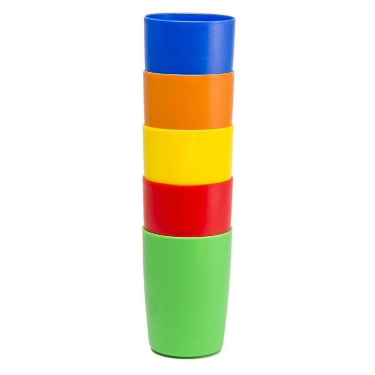 Greenco Set of 5 Unbreakable Reusable Plastic Kids Cups, Assorted Colors, 5  oz.