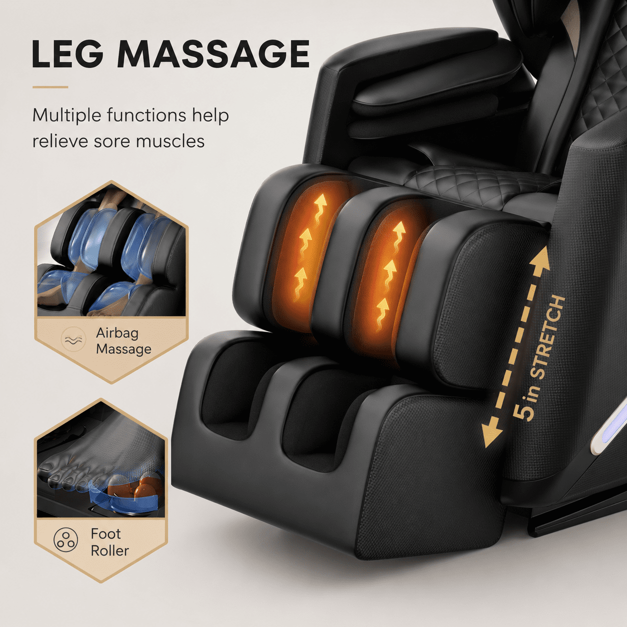 Aenkyo Full Body Zero Gravity Massage Chair Recliner with 6 Fixed Rollers, Foot Massage, Heating and Bluetooth, Black