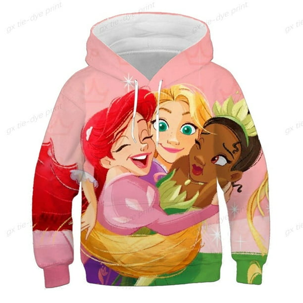 Sudaderas con capucha de princesa Jasmine de 1 a 14 años, sudaderas para niñas de primavera y otoño, sudadera con estampado de manga larga de Disney, Tops con capucha para bebés, ropa 150 zhangmengya CONDUJO