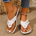 thumbnail image 2 of Rokment Women's Orthopedic Wedges Dressy Sandals Trendy Casual Leather Platform Flip Flops with Arch Support Beach Comfortable Walking Slip on High Heels Slides Shoes A Size 6, 2 of 7