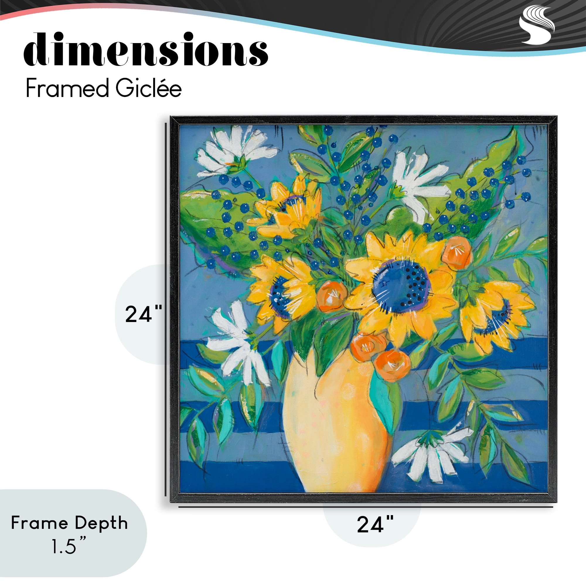 Stupell Industries Floral Bursts Among The Blue Black Framed Giclee Art, design by Krinlox