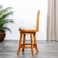 thumbnail image 4 of 30-Inch Bar Stool with X-Back Design, Natural Finish, and Beige Fabric Seat for Kitchen or Dining, 4 of 7