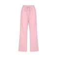 thumbnail image 4 of Deals of The Day Clearance Comfortable High Waisted Wide Leg Pants Drawstring Elastic Trousers Comfy Straight Leg Long Pants with Pockets on Sale Clearance, 4 of 5