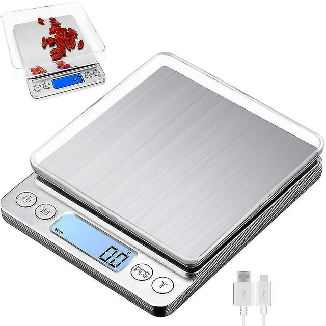 Báscula de cocina digital con carga USB, báscula digital de 0,1 g/3 kg