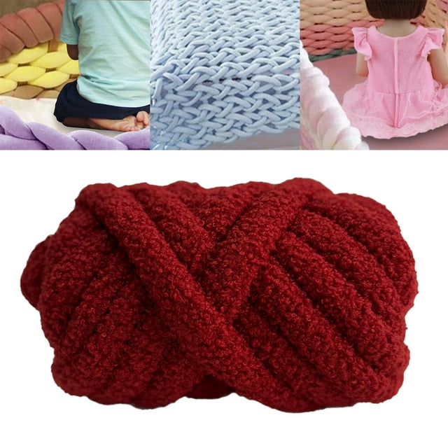 Hilo grueso para tejer brazos, hilos de ganchillo, hilo voluminoso, hilo de peso para suéteres, manualidades, proyectos de macramé, bufanda para cama Rojo Macarena Hilo de lana grueso