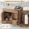 thumbnail image 4 of YINGYING 36" Bathroom Vanity with Solid Wood Frame, Bathroom Vanities with  2 Soft Close Doors &  Adjustable Shelf Freestanding Bathroom Storage Cabinet, 4 of 13