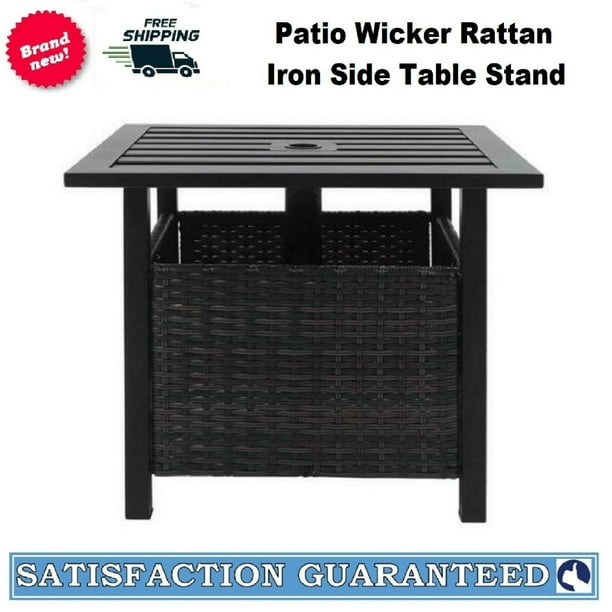 Gomyhom Dayfuli Outdoor Patio Furniture Wrought Iron With Umbrella Hole Brown Gradient Rattan Black Panel Side Table Chairs Com - Black Rattan Patio Set With Parasol Rack Gomyhom Dayfuli Outdoor Patio Furniture Wrought Iron With Umbrella Hole Brown Gradient Rattan Black Panel Side Table Chairs Com - Black Rattan Patio Set With Parasol Rack