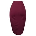 thumbnail image 3 of A2Y Women's Sexy High Waist Draped Wrap Hi Low Pencil Skirt Burgundy S, 3 of 3