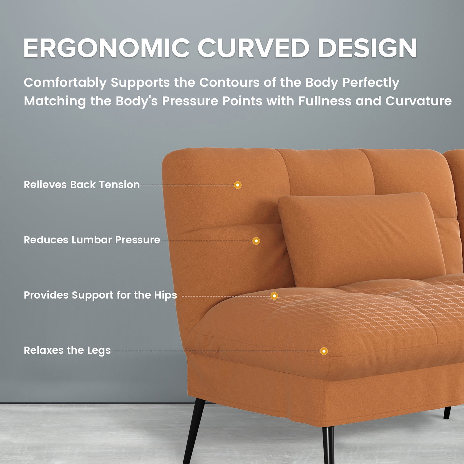 COMHOMA Convertible Futon Sofa Bed Upholstered Futon Couch Fabric Sleeper Sofa, Cinnamon Brown
