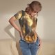 thumbnail image 3 of Balery Golden Winged White Horse Body de cuello redondo de manga corta para mujer Tops de manga corta Tops básicos-Large, 3 of 7