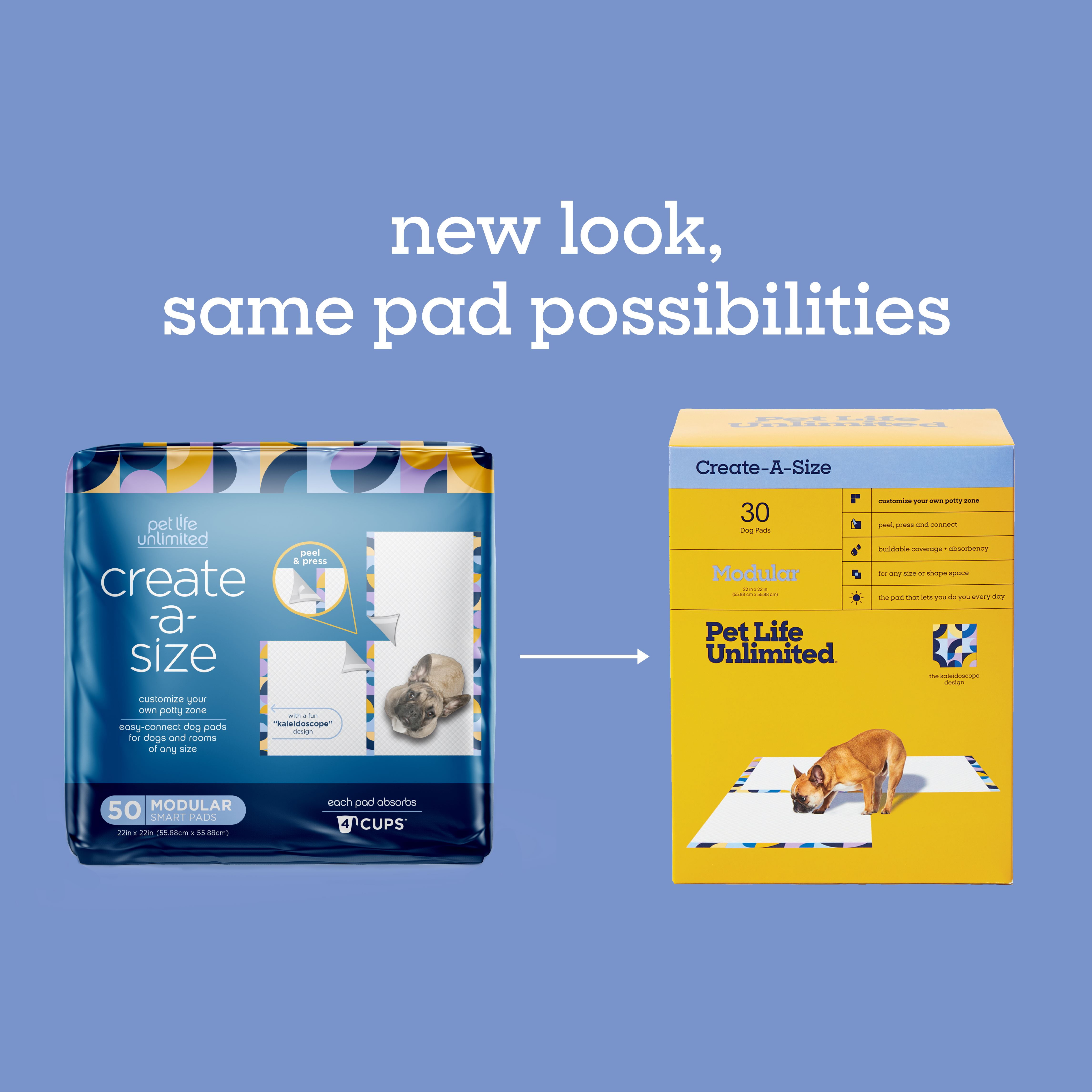 (3 pack) Pet Life Unlimited Create-a-Size Modular Dog Pads, Large, 30ct