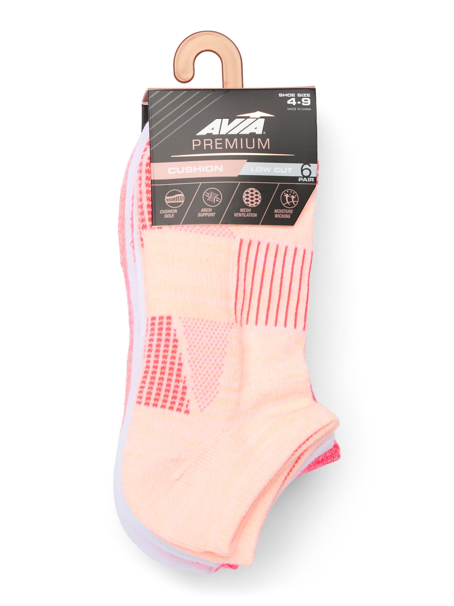 Avia Women's Premium Cushioned Low Cut Socks, 6-Pack