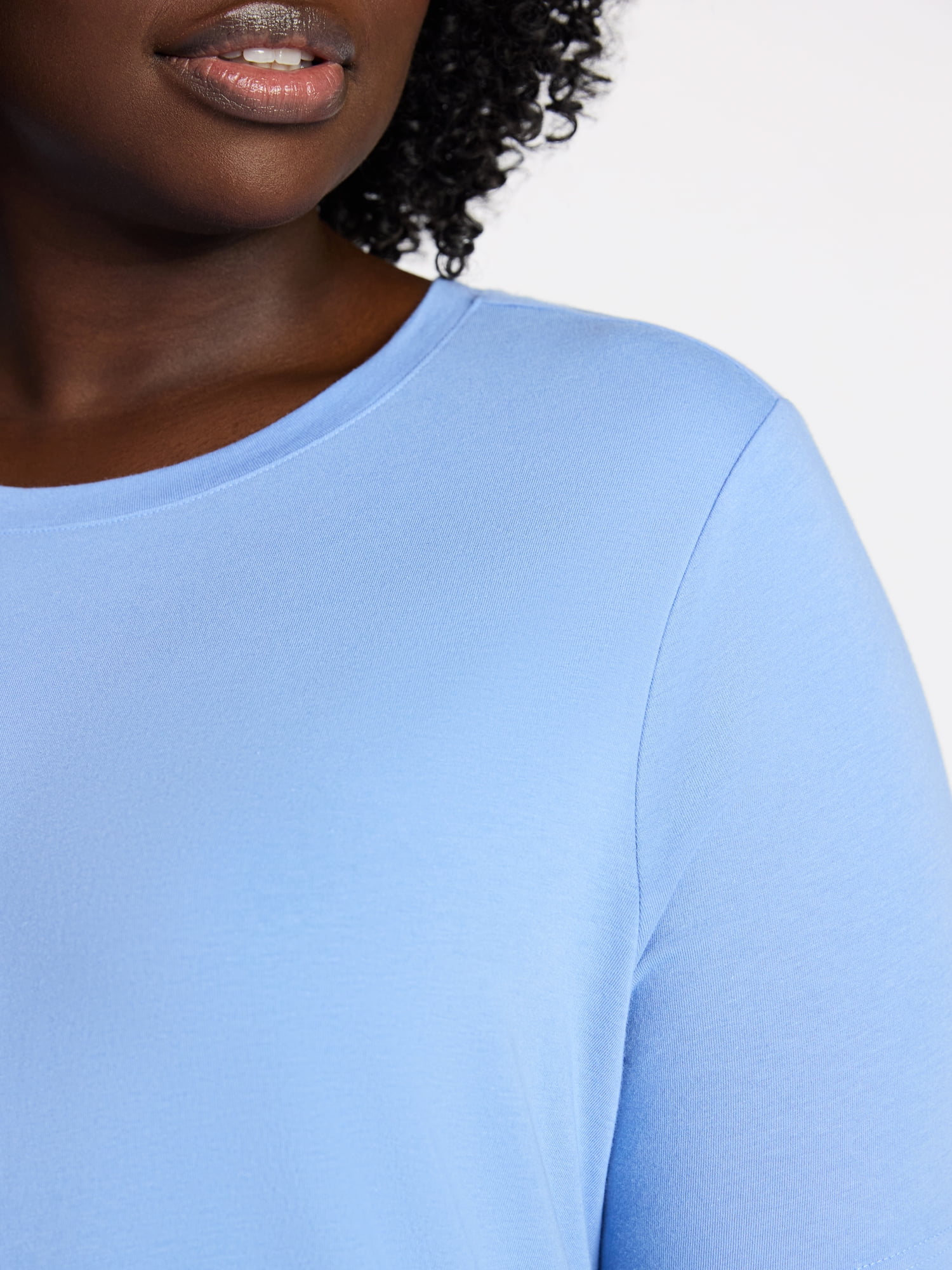 Terra & Sky Women's Plus Size Crewneck Tee with Short Sleeves, Sizes 0X-5X