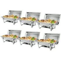 ZENY 6 Packs Stainless Steel Chafing Dish 8 Quart Catering Buffet Warmer, Silver