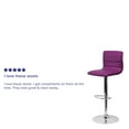 thumbnail image 4 of Flash Furniture Modern Purple Vinyl Adjustable Bar Stool with Back, Counter Height Swivel Stool with Chrome Pedestal Base, 4 of 11