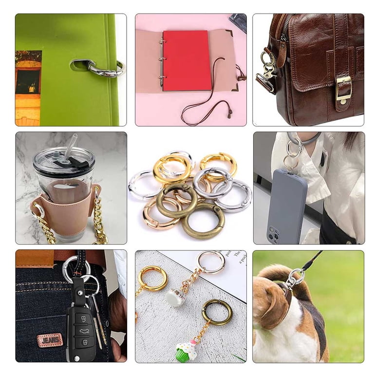 40 Pack 0.5 Inch Round Snap Hook Buckles - Silver Metal Spring O Rings For Keychains, Bags, DIY Crafts