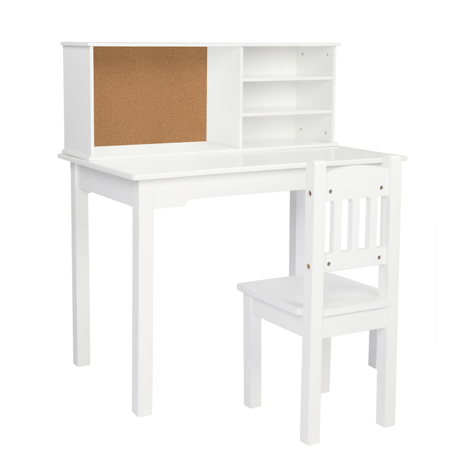 Private Jungle Painted Student Table and Chair Set, Multifunctional Study Table and Chair Set with Desk, White Private Jungle Painted Student Table and Chair Set, Multifunctional Study Table and Chair Set with Desk, White