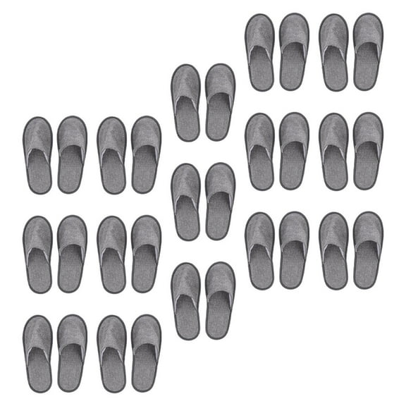 BESTYASH 15Pairs Portable Disposable Hotel Slippers Grey Non Skid Lightweight One-Time Use Footwear