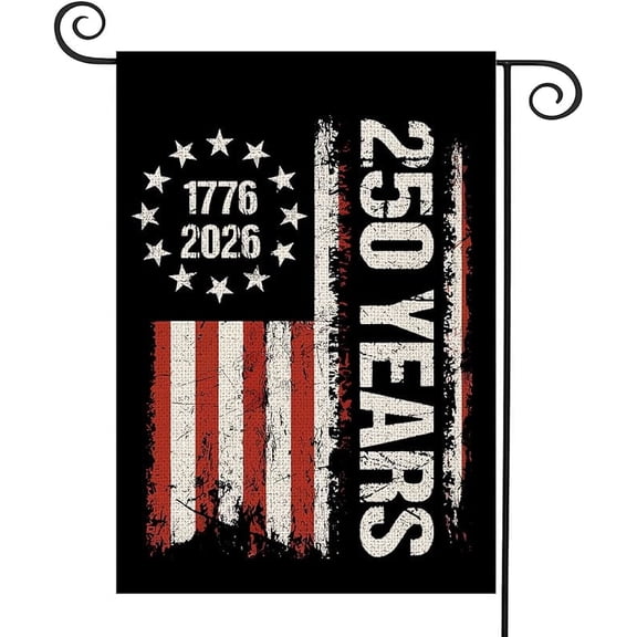 250th Anniversary Garden Flag, 1776-2026 American Patriotic Banner Double Sided, Stars and Stripes Commemorative Decor, 12x18 Inch