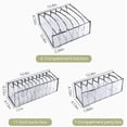 thumbnail image 2 of 3 Set Underwear Drawer Organizers Divider, Home Foldable Bra Sock Underwear Organizer Storage Box (Gray), 2 of 7