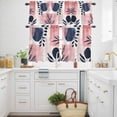 thumbnail image 3 of Pink Black Color Block Kitchen Curtains Valances and Tiers Set of 3 Nordic Leaf Abstract Tier Curtains and Valance with Rod Pocket for Small Windows, 27.5"x24", 3 of 9
