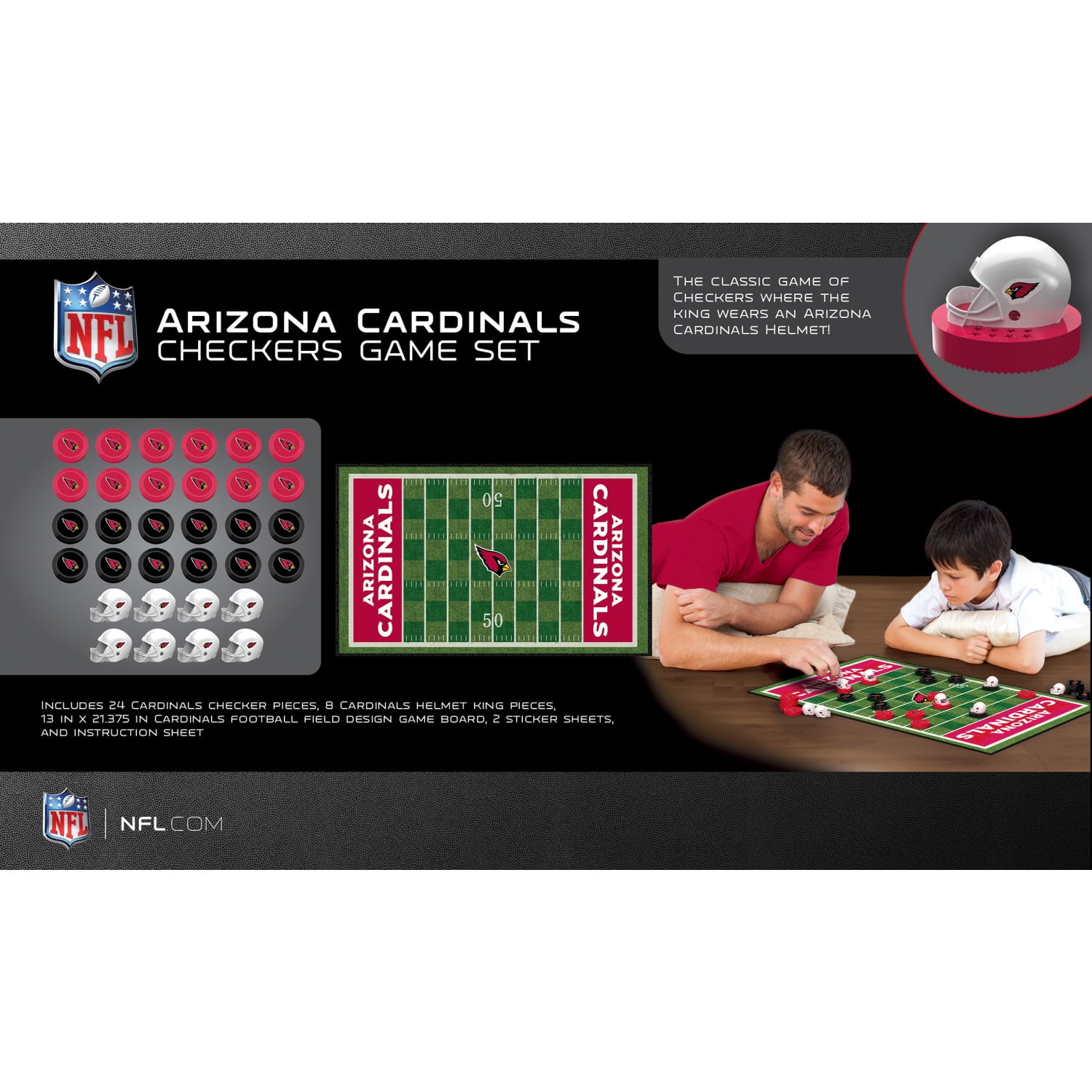 MasterPieces - NFL Checkers, Officially Licensed Arizona Cardinals Football Board Game for 2 Players, Family Fun for Kids & Adults