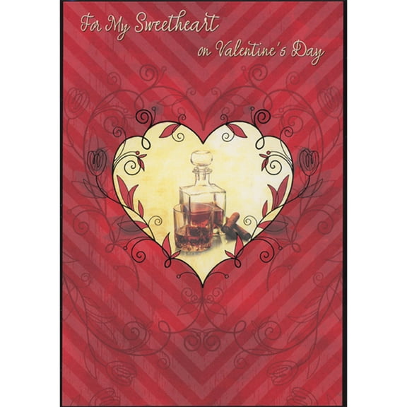 Designer Greetings For My Sweetheart: Glass and Bottle of Whiskey Inside Heart Frame Masculine Valentine's Day Card for Sweetheart (Husband or Boyfriend)