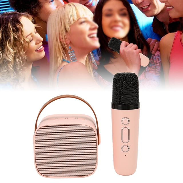 Portable BT Speaker With Microphone Set,Retro Speaker With Home Karaoke Machine,Portable Handheld Karaoke Mics, For Kids And Adults Home Party Birthday