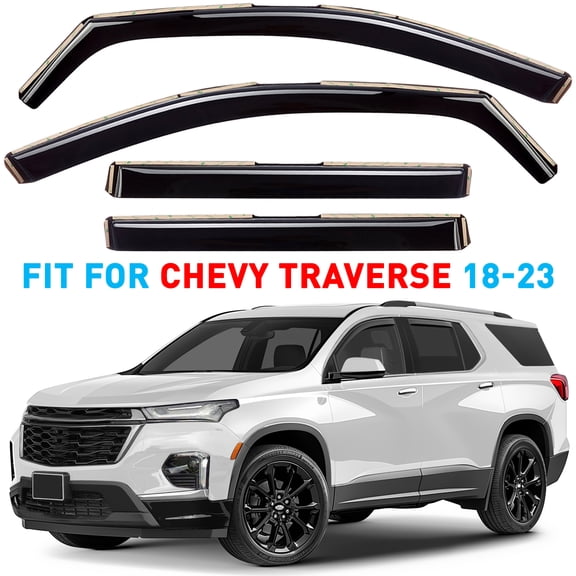 GrandWheel Co Smoke Tinted in-Channel Side Window Vent Visor Deflectors Rain Guards Compatible with Traverse 2018-2023 - 4pcs. GW0556