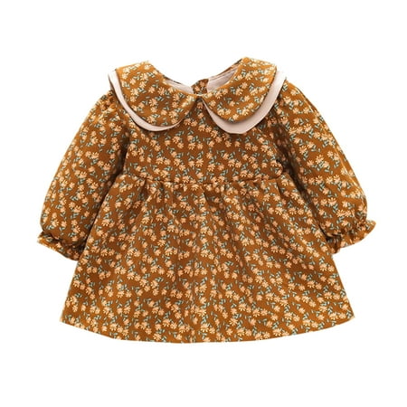 

AIMAOMI Kids Toddler Baby Girls Long Ruffled Sleeve Patchwork Floral Princess Dress Outfits H