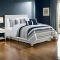thumbnail image 6 of Alfa 5 Piece Queen Comforter Set - Jacquard Woven Stripes - Blue - White, 6 of 6