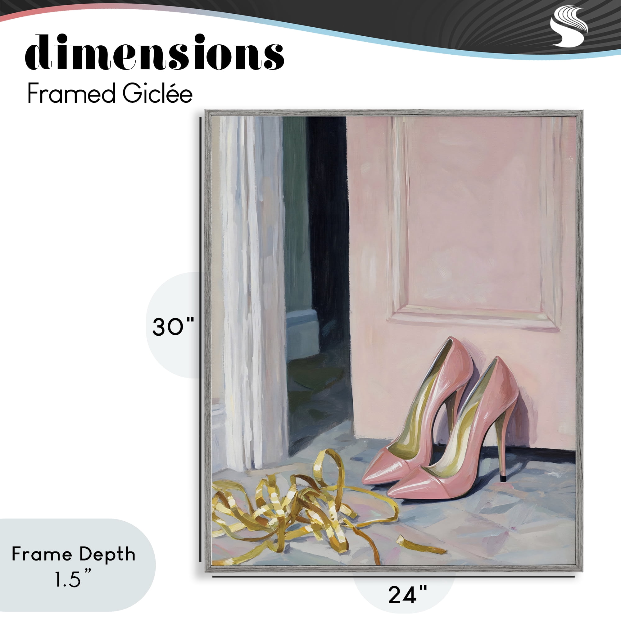 Stupell Industries Pink High Heels & Tinsel Gray Framed Giclee Art, design by The Prints Vibe