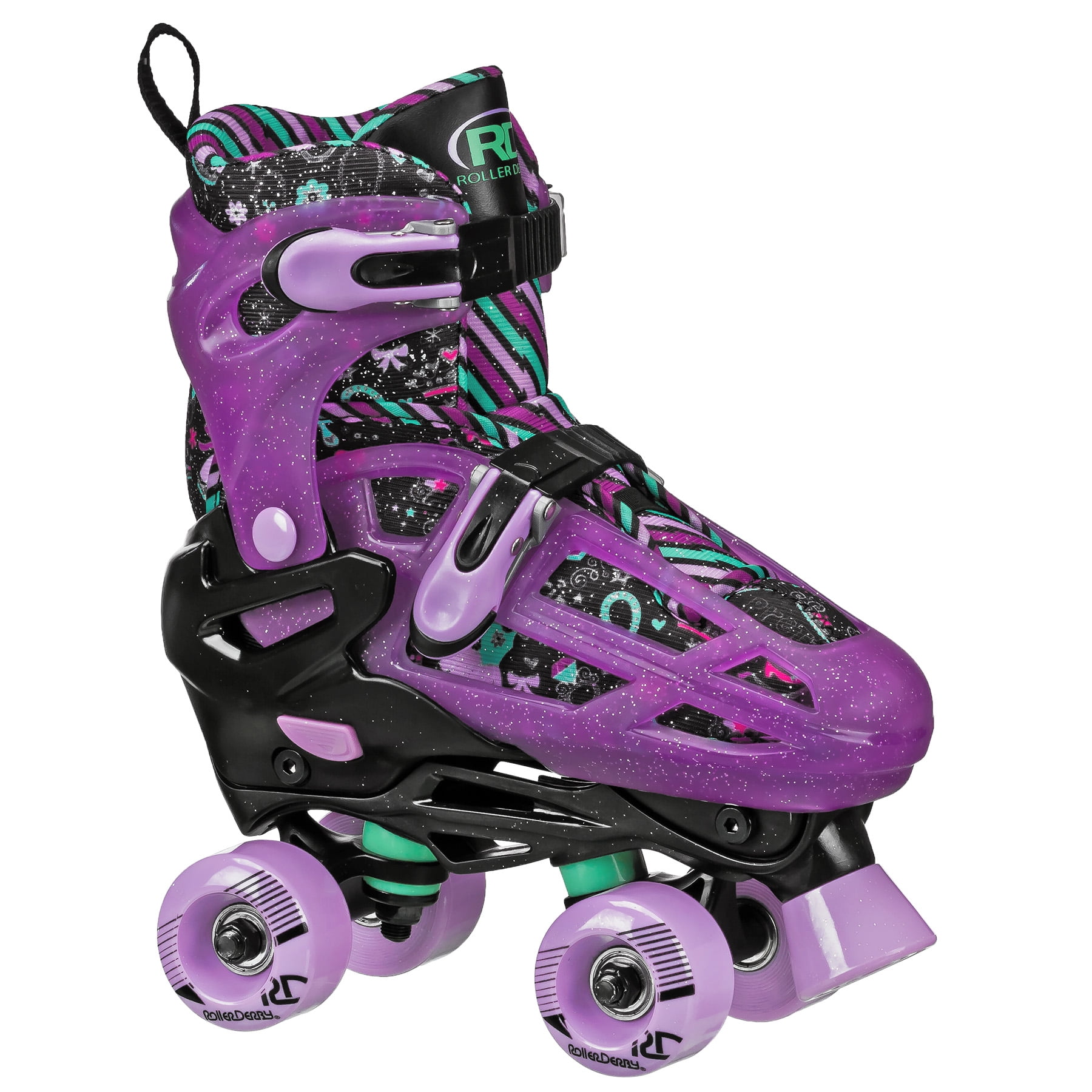 Roller Derby Falcon 2-in-1 Combo Adjustable Quad and Inline Skates, Black/Purple, Small