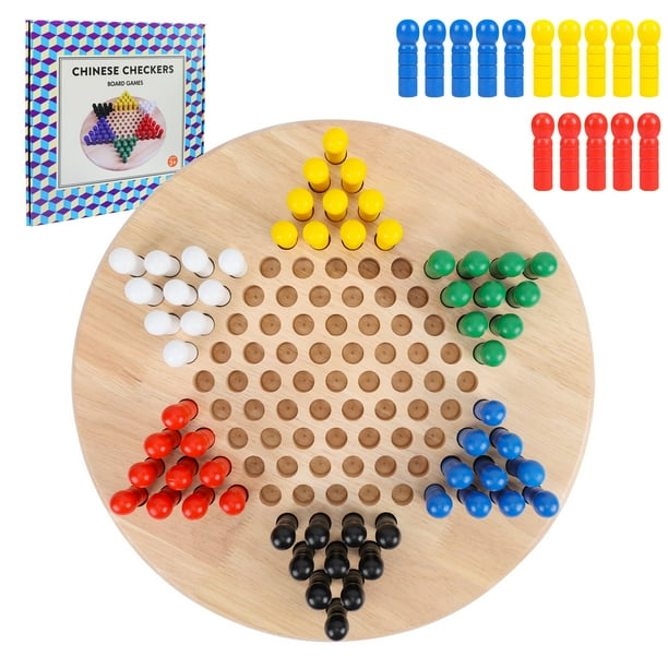 Juego de mesa Chinese Checkers Offelec, tamaño grande, 38 cm, con 75 clavijas