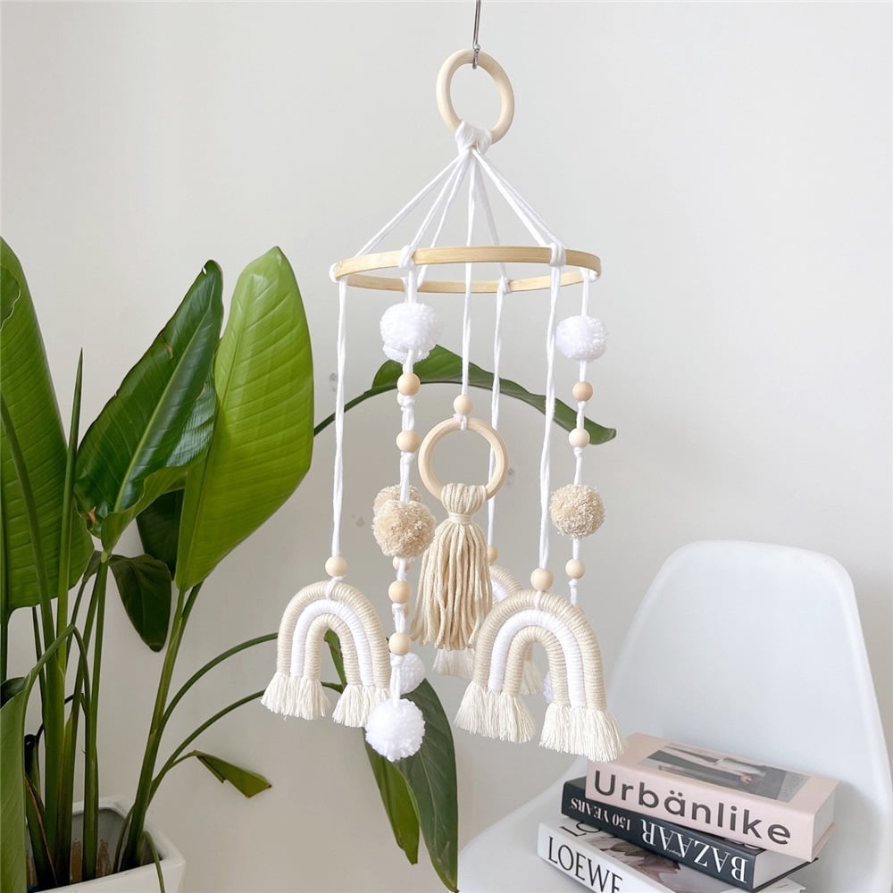 Neutral Boho Rainbow Baby Mobile for Crib Mobile Nursery, Boho Baby Crib Mobile, Natural Crib Mobile for Boys and Girls