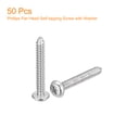 thumbnail image 3 of ST5x35x10mm Phillips Pan Head Self-tapping Screw with Washer, 50pack 304 Stainless Steel Wood Screw (Silver), 3 of 6