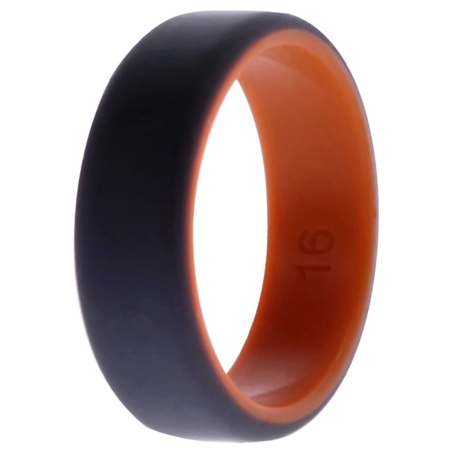 Anillo de boda de silicona biselado de 8 mm Naranja-gris ROQ para hombres 16 mm