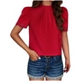 thumbnail image 4 of Xihbxyly Women's T Shirts Summer Casual Short Sleeve Loose Tee Tops Crew Neck T-Shirt Fashion Basic Tunic Tops Solid Color Blouse, 4 of 7
