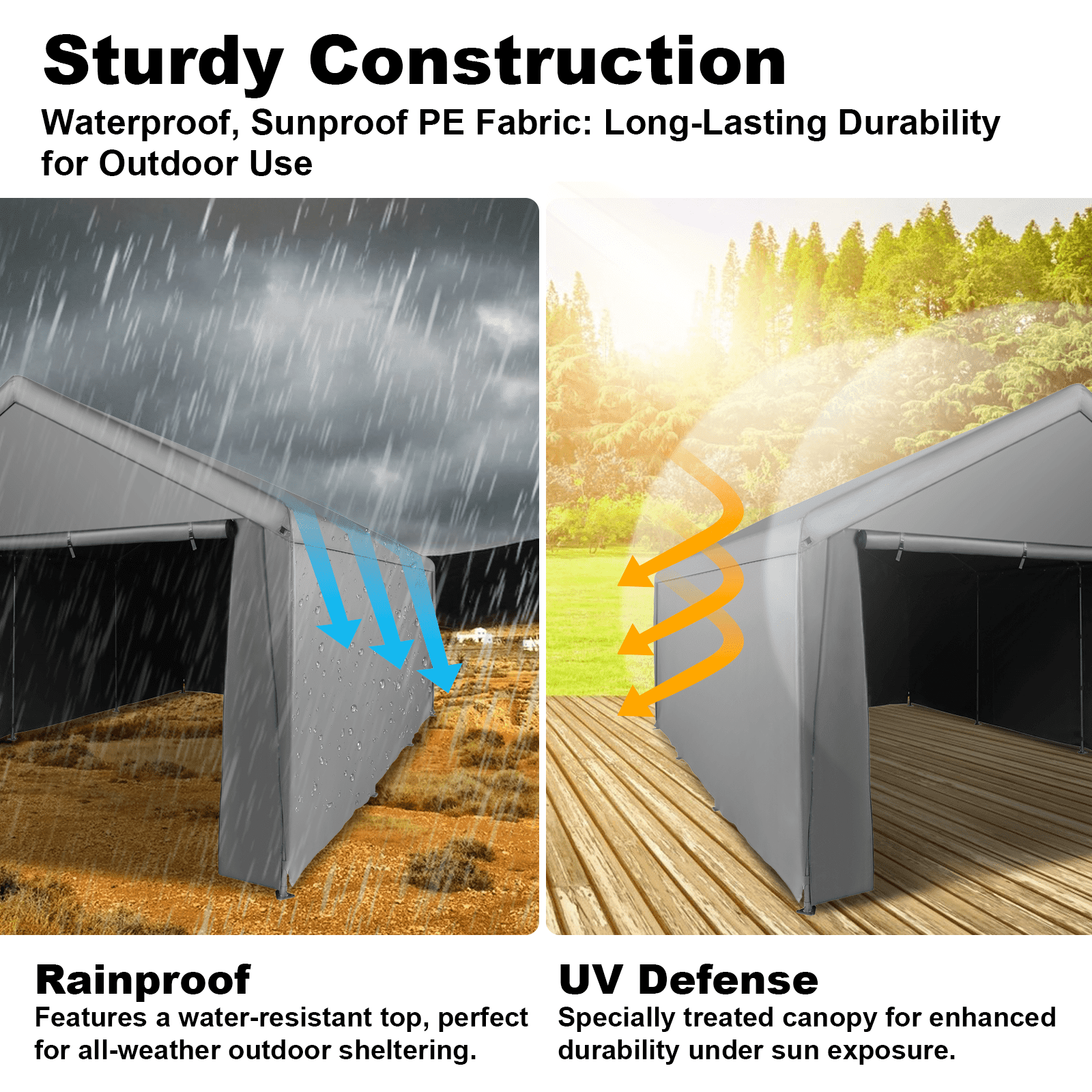 Abba Patio 12x20 ft Carport, Large Heavy Duty Car Tent Canopy w/ Sidewalls & Doors, Gray