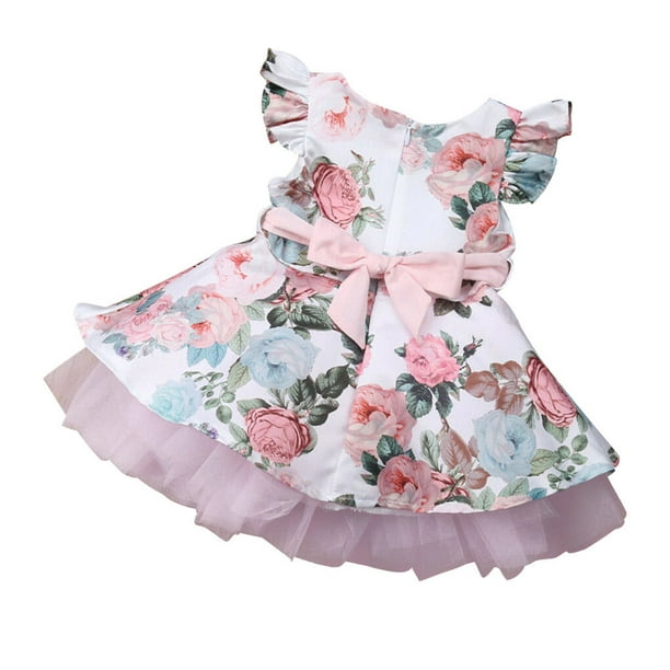Minnieouse Ropa de vestir para desfile de fiesta de flores de verano para niñas pequeñas y bebés conjuntos de ropa rosa 110cm