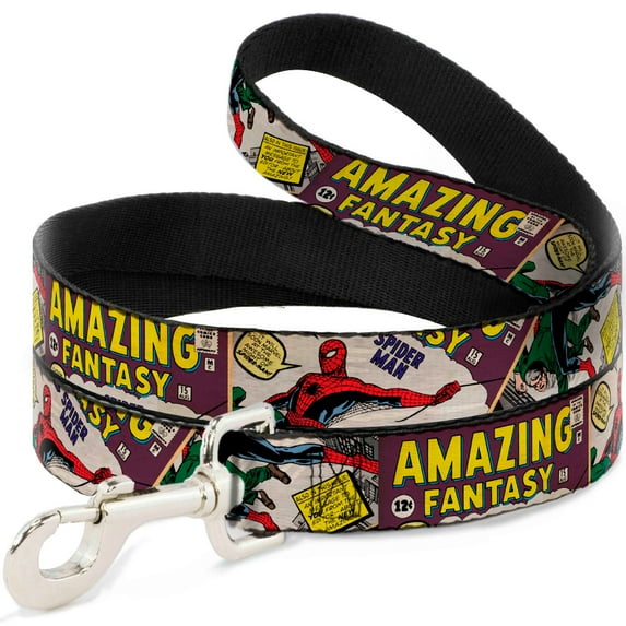 Marvel Comics Pet Leash, Dog Leash, Spider Man Amazing Fantasy Cover Pose, 6 Feet Long 0.5 Inch Wide