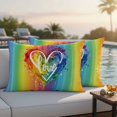 thumbnail image 2 of Outdoor Pillow Cover LGBT Rainbow Stripes Set of 2 Waterproof Throw Pillowcases Love Heart Gay Lesbian Event Decorative Patio Furniture Pillows for Couch Garden Indoor & Outdoor Use, 2 of 9