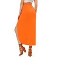 thumbnail image 3 of Unique Bargains Jupe Longue Maxi Décontractée pour Femme à Taille Élastique Fendue Orange TP, 3 of 7