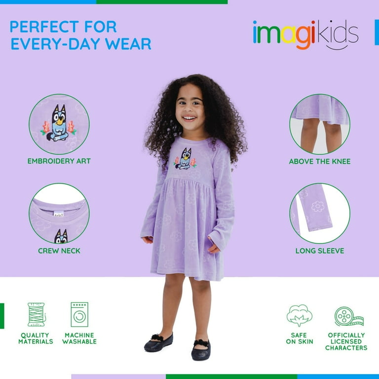 bluey purple dress Bluey Sleeveless Playground Dress with Pockets, Bluey And Friends Lavender in 100% Combed Cotton