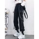 thumbnail image 1 of Pantalones negros atractivos de cintura alta adelgazantes para mujer, de otoño, holgados, rectos, estilo coreano, con cadena de moda, 1 of 6