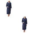 thumbnail image 1 of bedienty KOGOTA Women Water Absorption Bath Robe Solid Waffle Bathrobe Spa Home Dress Nightgown navy blue M 2Set, 1 of 6