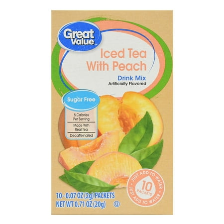 (3 Pack) Great Value Drink Mix, Iced Tea with Peach, Decaffeinated, Sugar-Free, 0.71 oz, 10 (Best Peach Iced Tea)